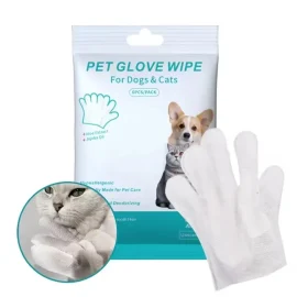 Disposable Pet Cleaning Gloves Wipes Biodegradable Pet Grooming Gloves Wet Wipes For Dogs And Cats