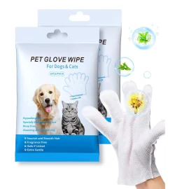 6pcs Pack Cleaning Wipes Gloves For Dog And Cat Pet Grooming Bathing Wet Gloves Wipes