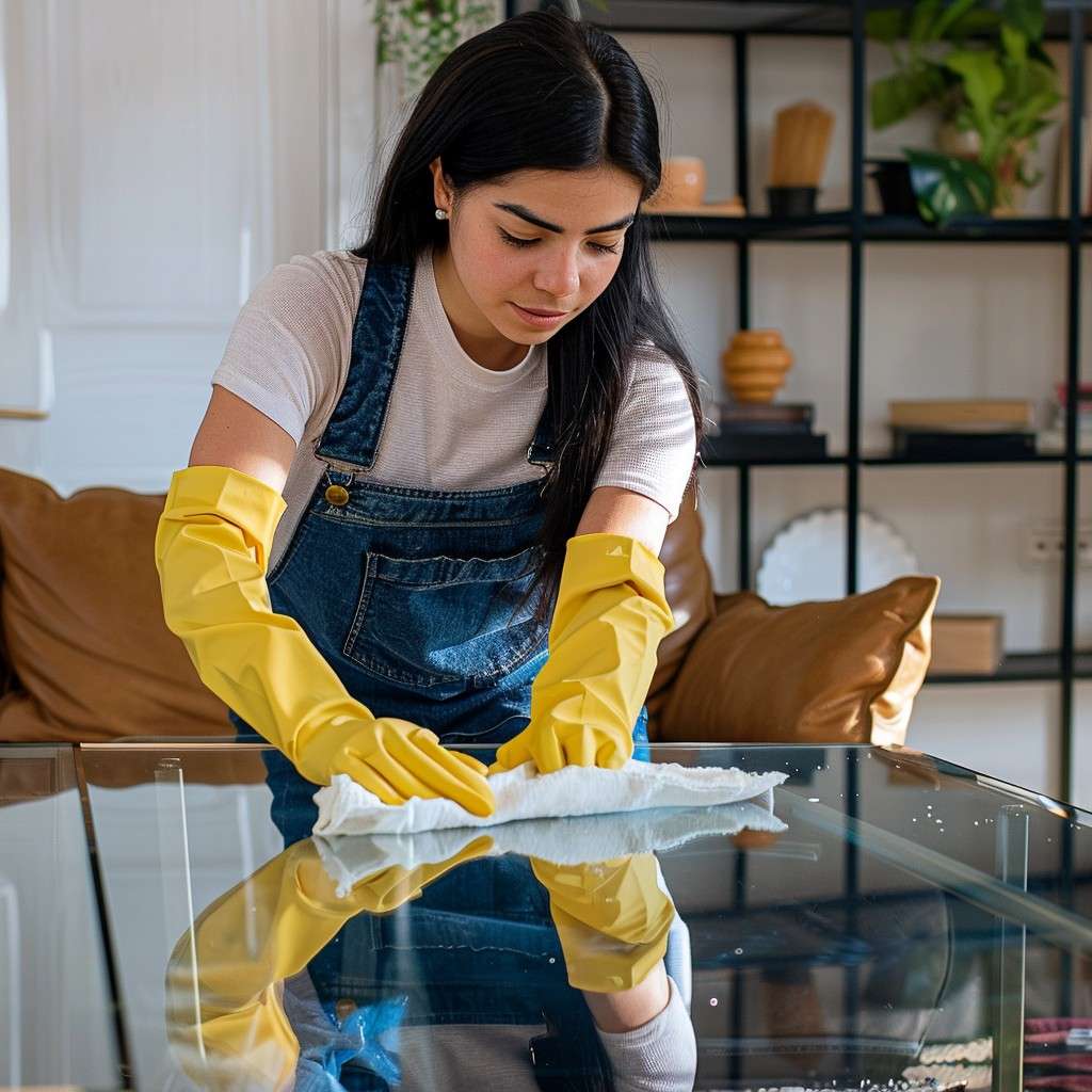 cleaning wet wipes on a glass table